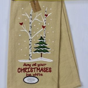 NWT Park Designs Dish Towel White Christmas Snowy